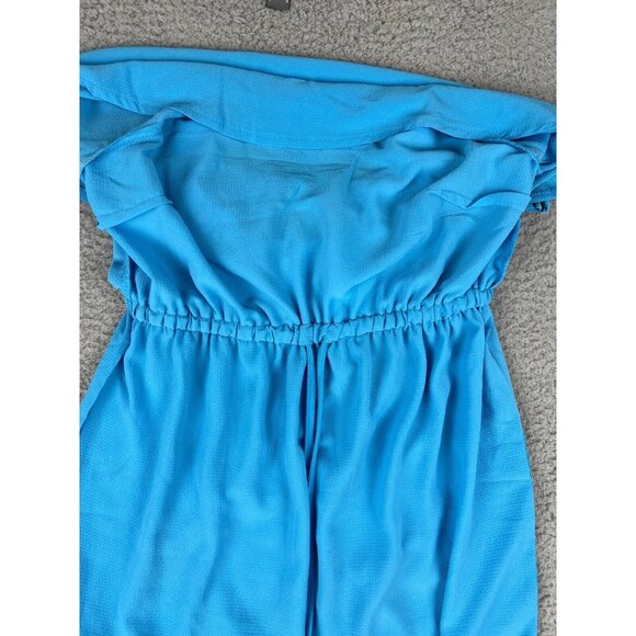 NERLEROLIAN Women Medium Blue Drawstring Adjustable Split Midi Dress Beachy NWT - Picture 8 of 11